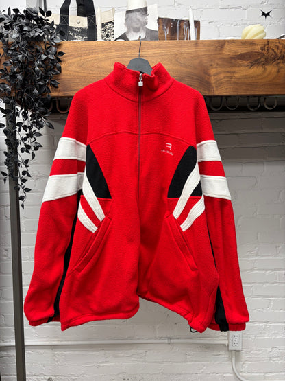 2021 Balenciaga ‘Sporty-B’ Oversized Red Cozy Zip-Up Fleece