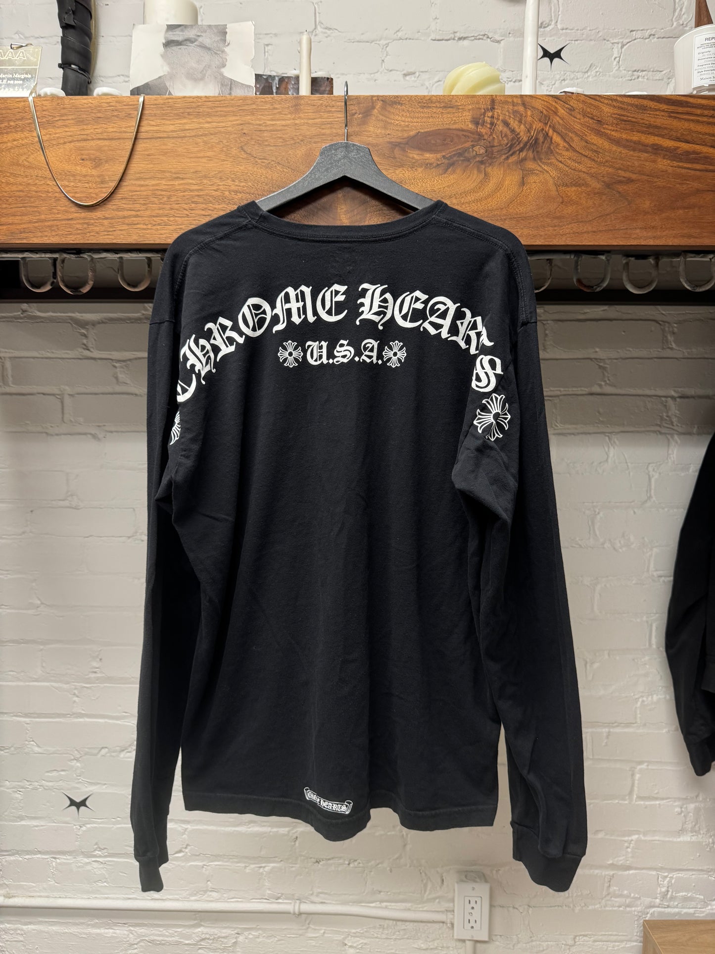 Chrome Hearts Scroll Logo Black Long Sleeve Shirt