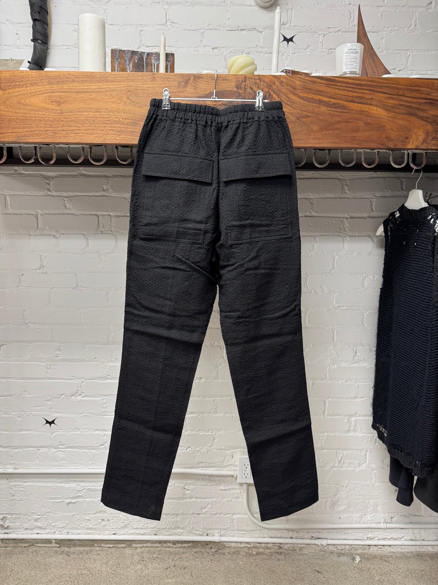 SS2022 Rick Owens ‘Fogachine’ Black ‘Berlin’ Drawstring Relaxed Pants