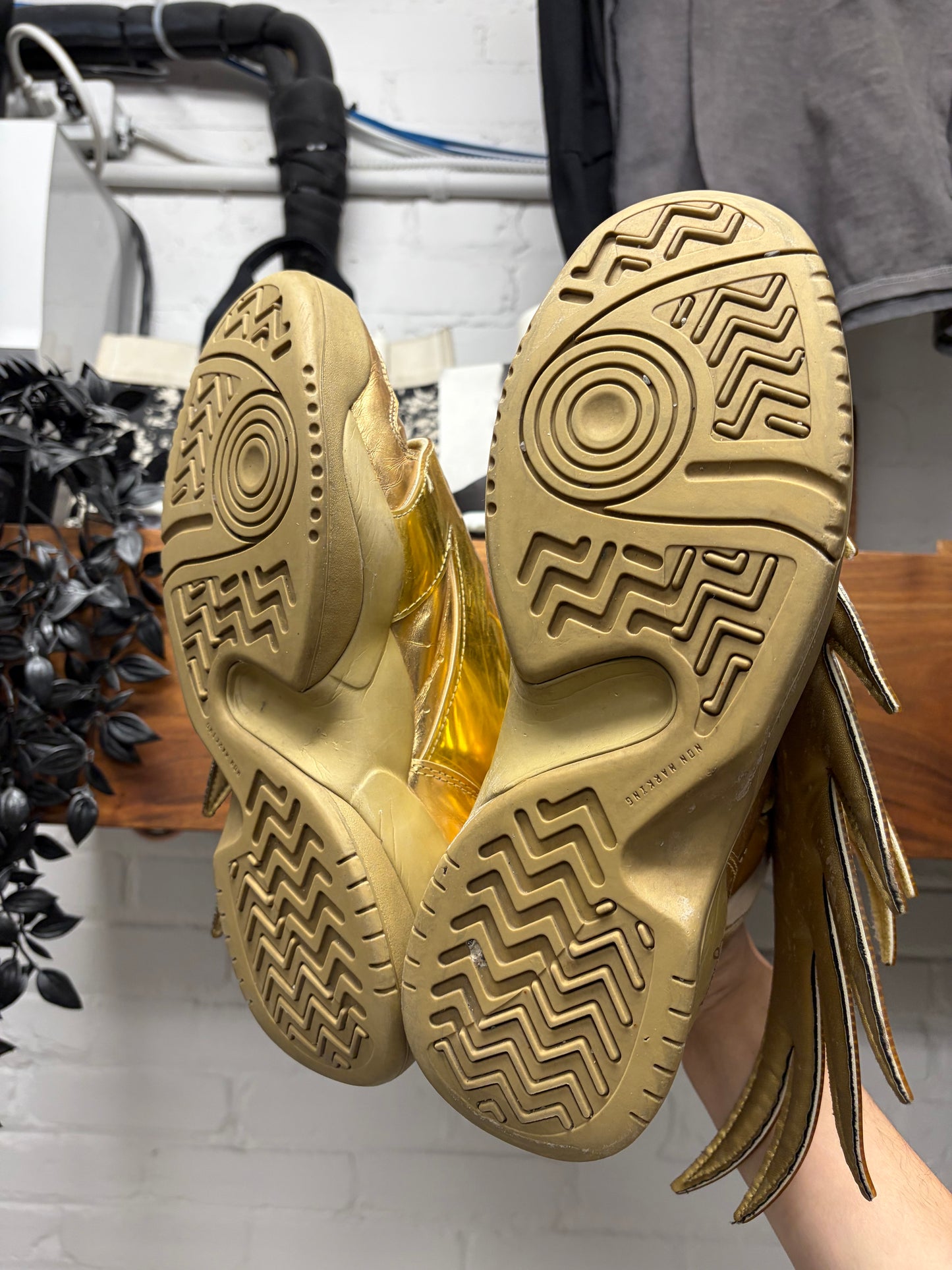 Jeremy Scott x Adidas ‘Wings 3.0’ Gold Leather High Top Sneakers