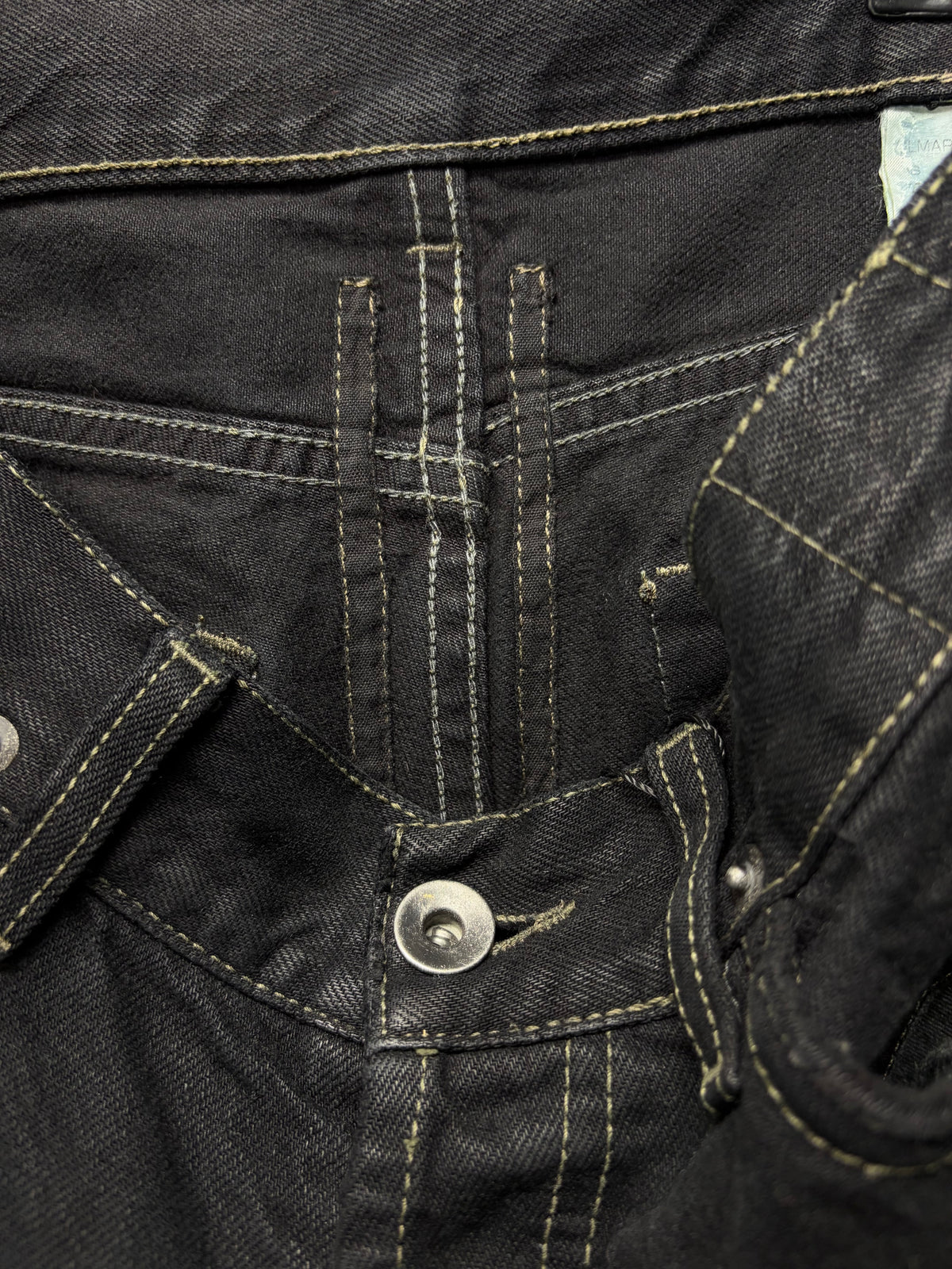 SS2007 Rick Owens DRKSHDW ‘Drake’ Black Waxed Skinny Jeans with Raw Hem