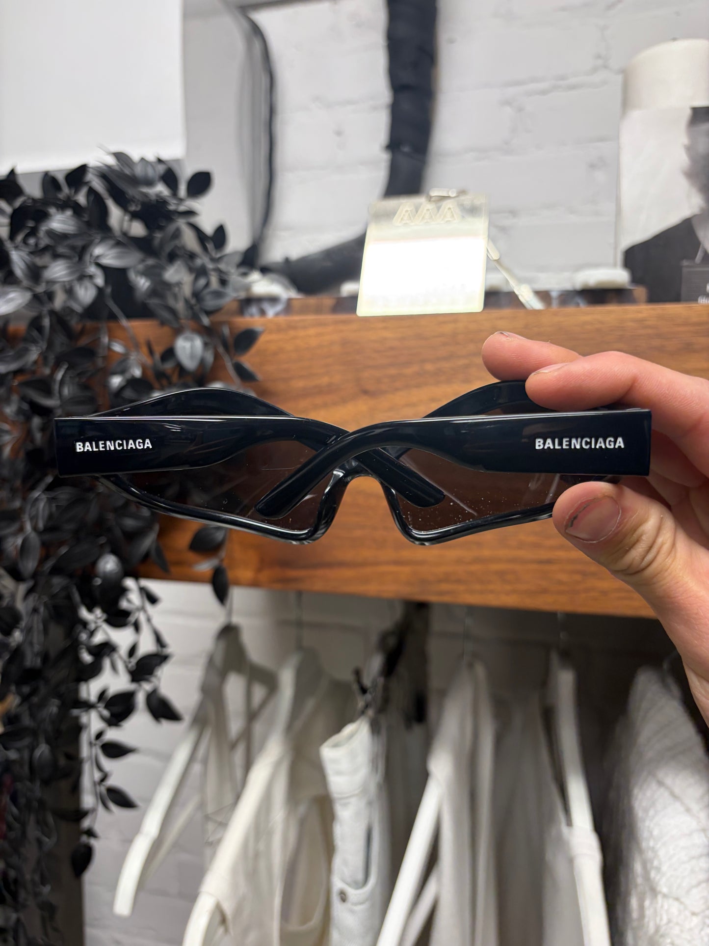 Balenciaga ‘Bat’ Gloss Black Sunglasses