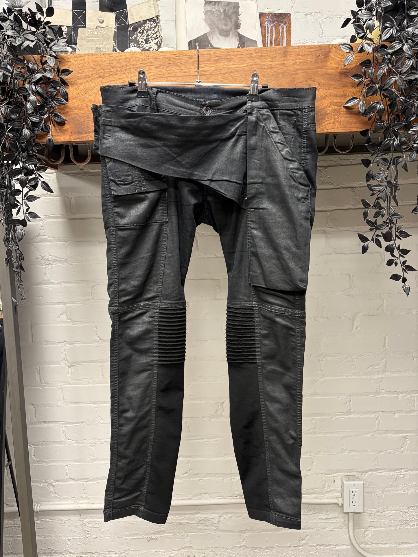 AW2014 Rick Owens ‘Moody’ Memphis Waxed Black Denim