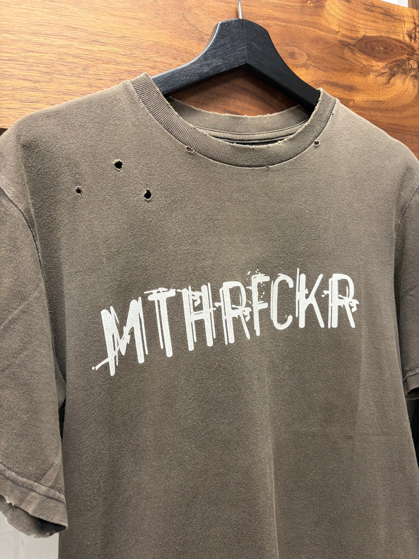 SS2004 Number (N)ine ‘Motherfucker’ Distressed Brown T-Shirt