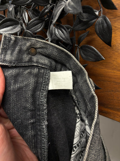 Number (N)ine Black ‘Crying Heart’ Leather Patch Faded Black Skinny Jeans