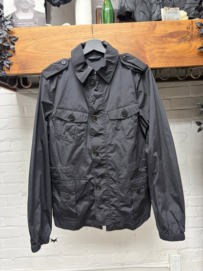 2000s Gucci Black Nylon Shell Military Inspired Field Jacket