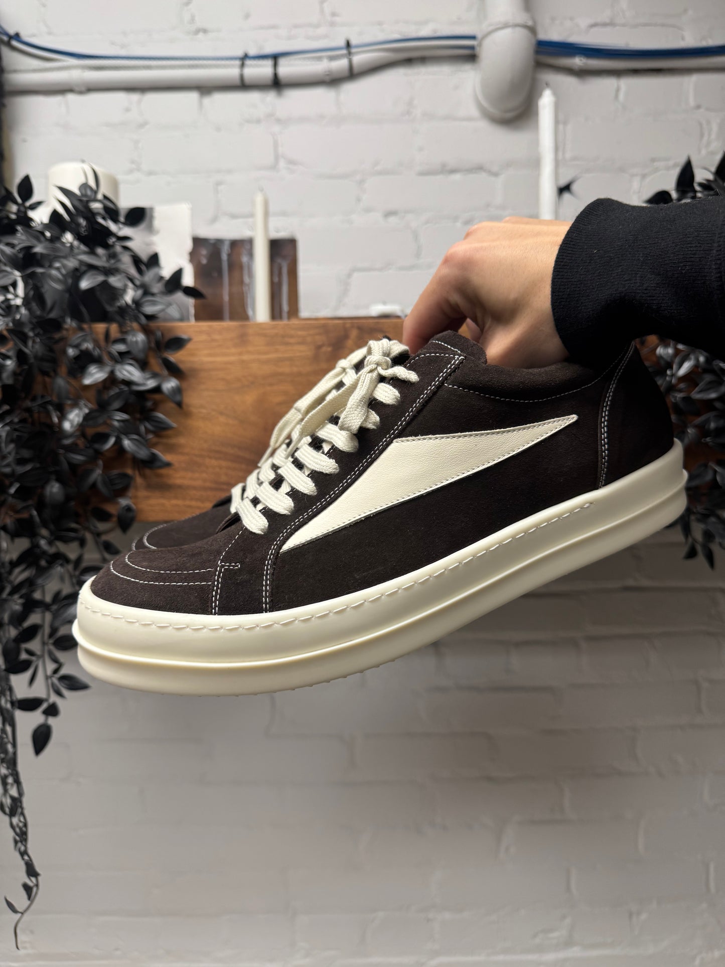 Rick Owens Mainline Brown Suede ‘Vans’ Low Top Sneakers
