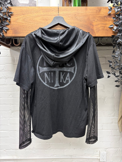Project G/R ‘Durag’ Layered Cotton/Mesh Long Sleeve Shirt