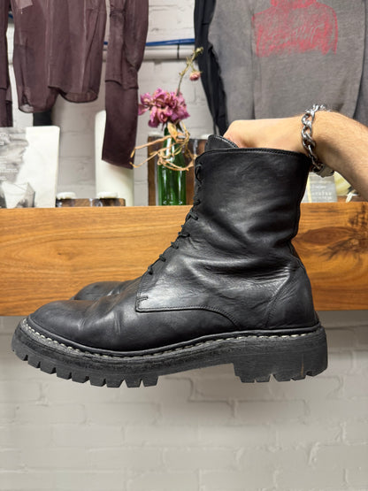Guidi Black ‘795V_N’ Vegetable Tanned Full Grain Horse Leather Combat Boots