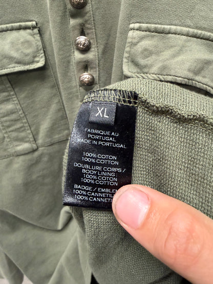 Balmain Military Uniform Inspired Henley Long Sleeve Shirt