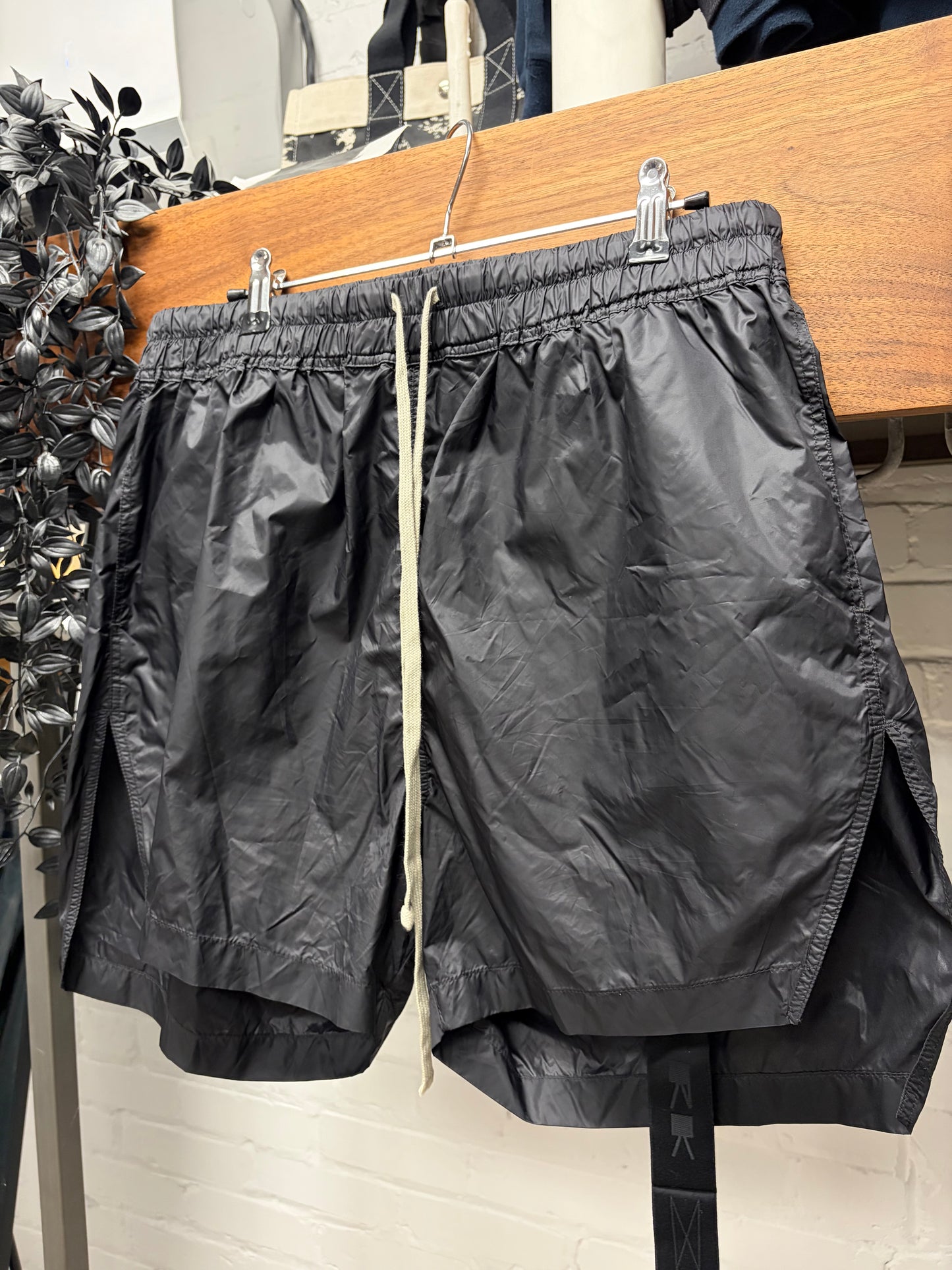 Rick Owens DRKSHDW ‘Boxer’ Black Nylon Drawstring Shorts