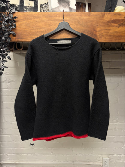 AW1999 Comme Des Garçons Homme ‘Red Hem’ Black Wool Knit Sweater