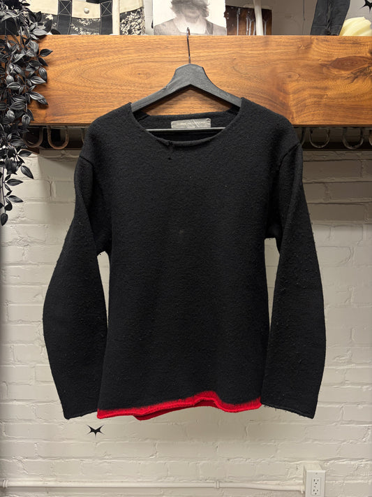 AW1999 Comme Des Garçons Homme ‘Red Hem’ Black Wool Knit Sweater