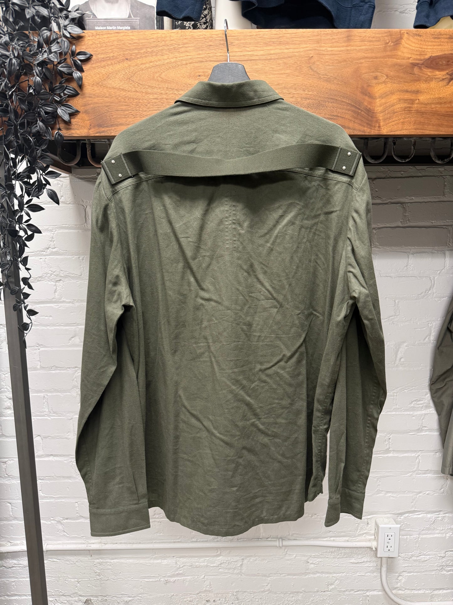 Rick Owens Shoulder-Strap ‘Bosco’ Button Snap Lightweight Work Shirt