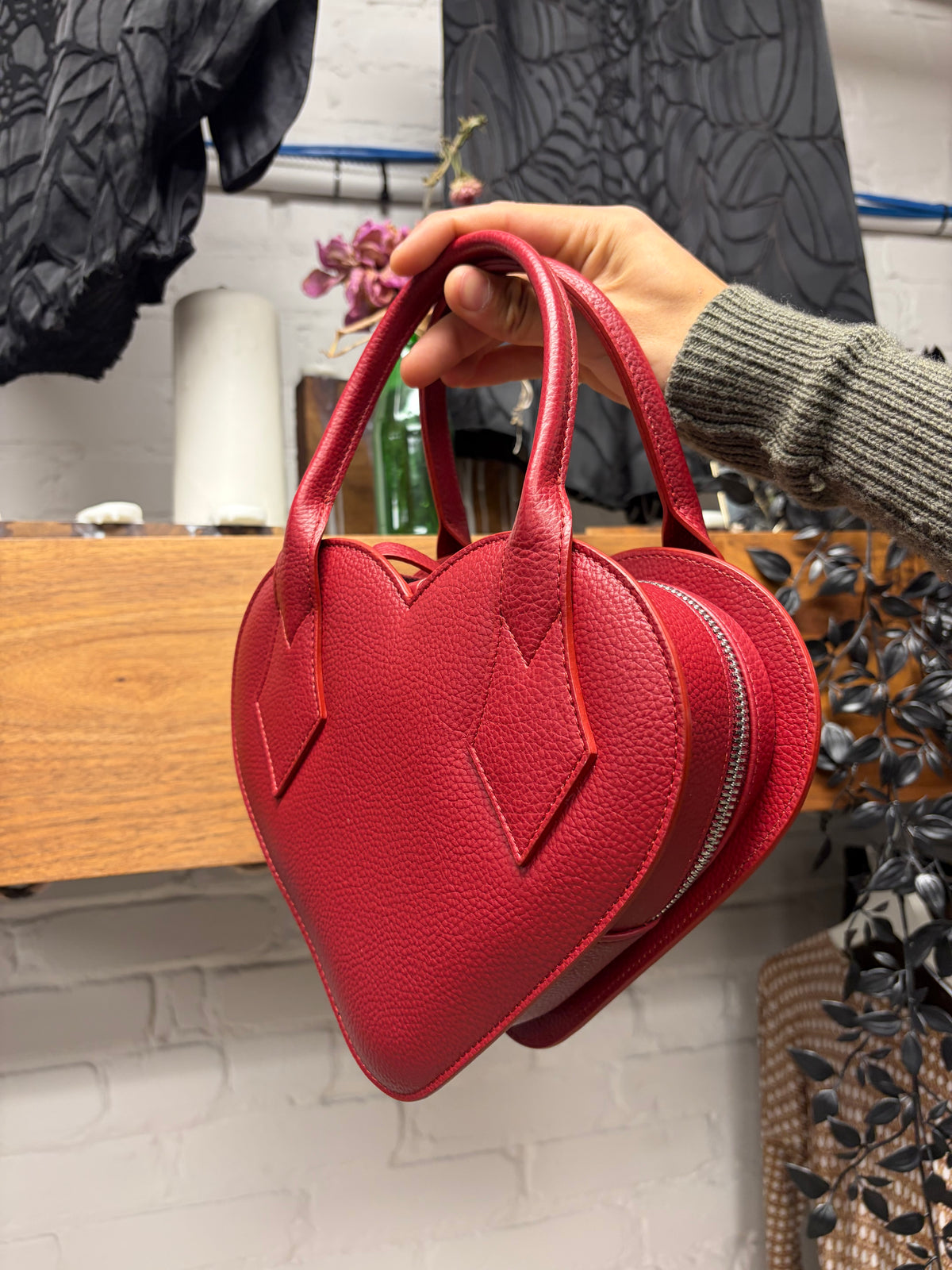 Vivienne Westwood ‘Heart Shape’ Red Leather Orb Logo Bag