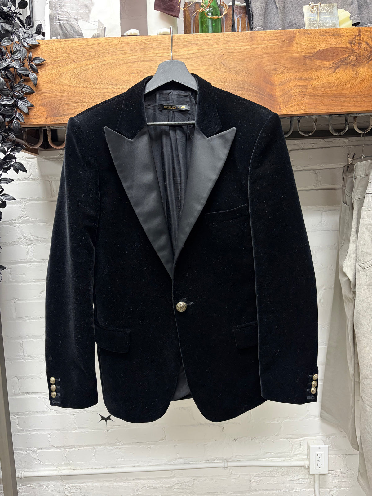 AW2015 Balmain x H&M Velvet ‘Smoking Jacket’ Single Button Blazer