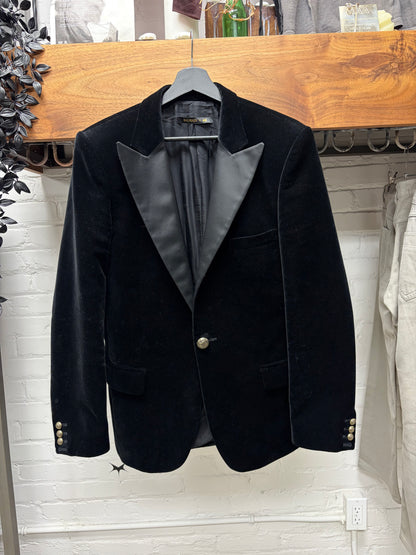 AW2015 Balmain x H&M Velvet ‘Smoking Jacket’ Single Button Blazer