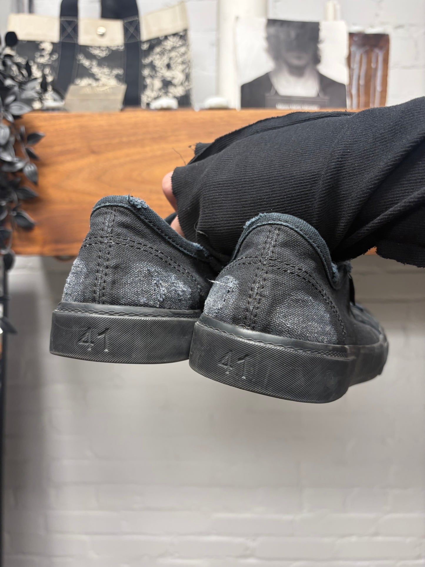 Balenciaga ‘Paris’ Distressed Black Canvas Low Top Sneakers
