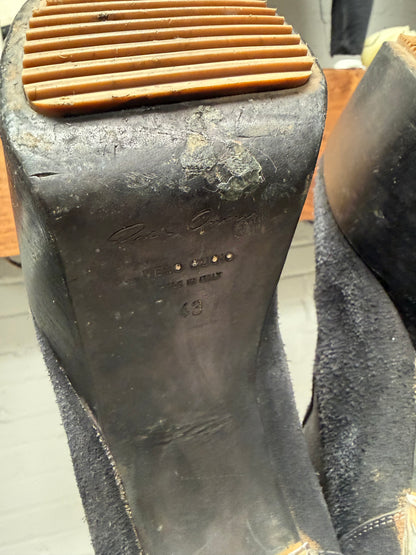 Rick Owens Black Suede ‘Kiss Heel’ Platform Boots