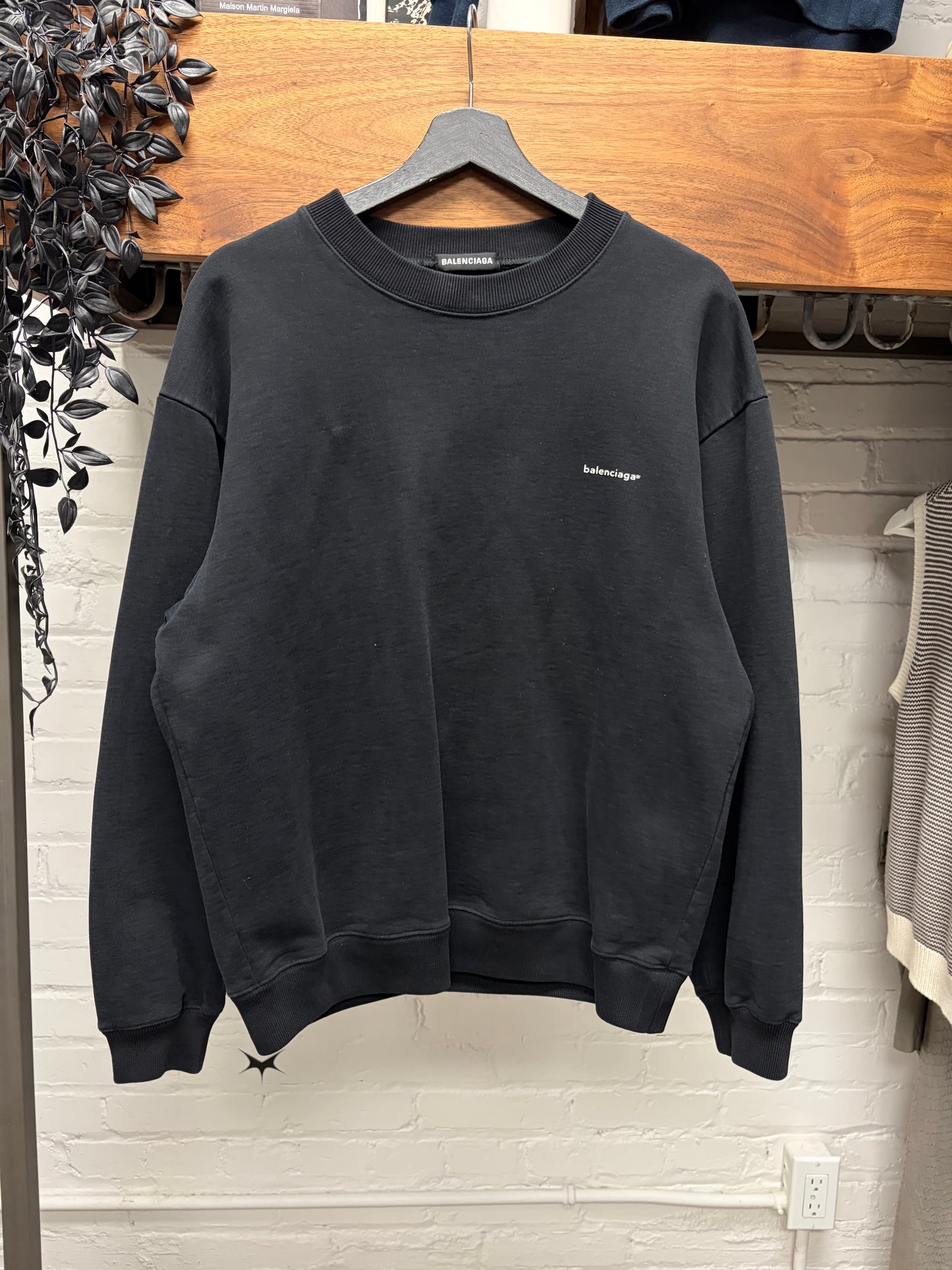 2018 Balenciaga ‘Minimal Logo’ Black Crewneck Sweatshirt
