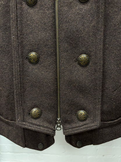 PPFM Fur Hooded Brown Napoleon Jacket