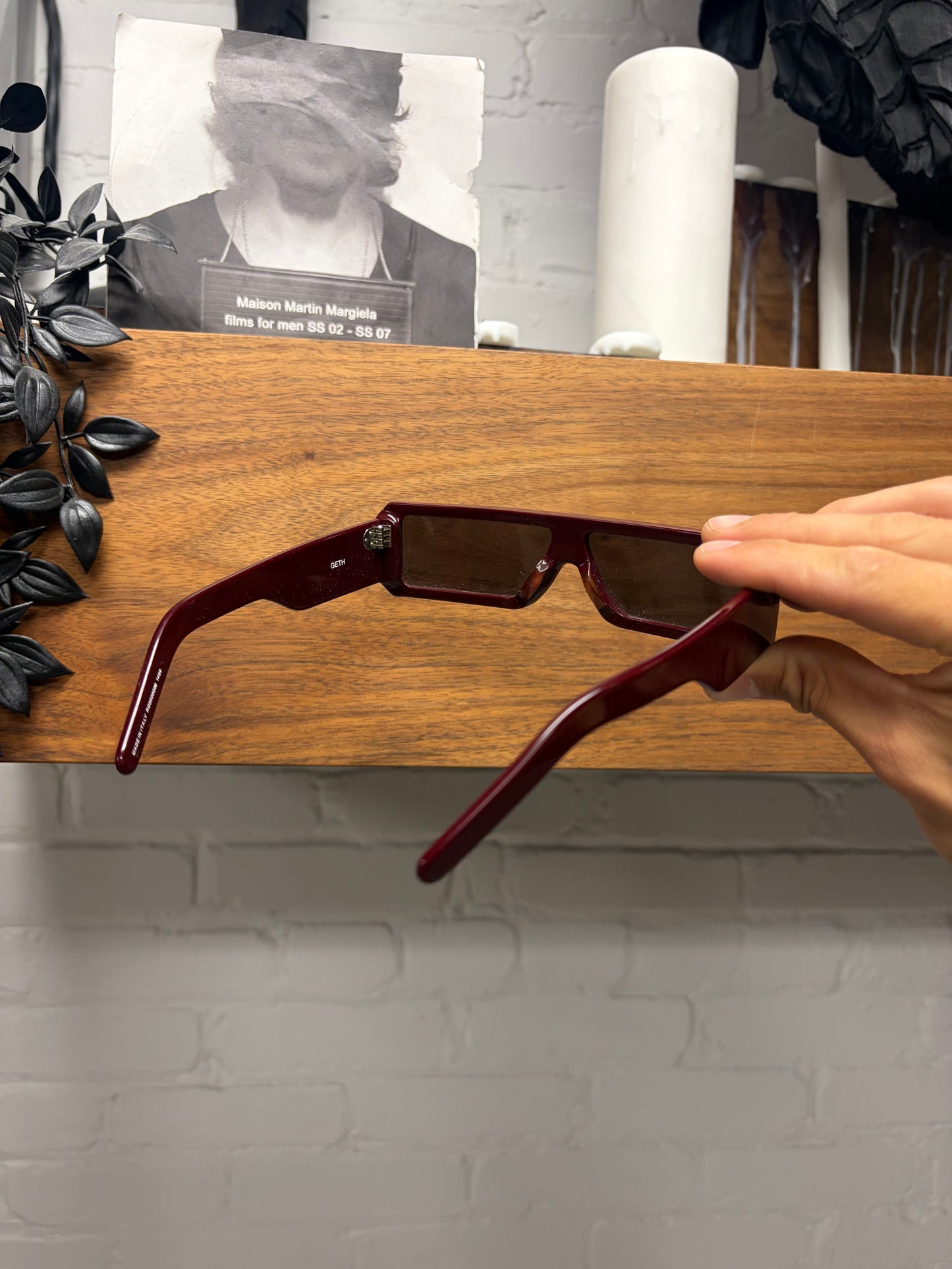 Rick Owens ‘Geth’ Flat Top Red Geometric Sunglasses