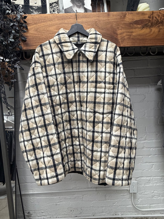2018 Balenciaga ‘Quilting Padded’ Plaid Wool Oversized Shirt