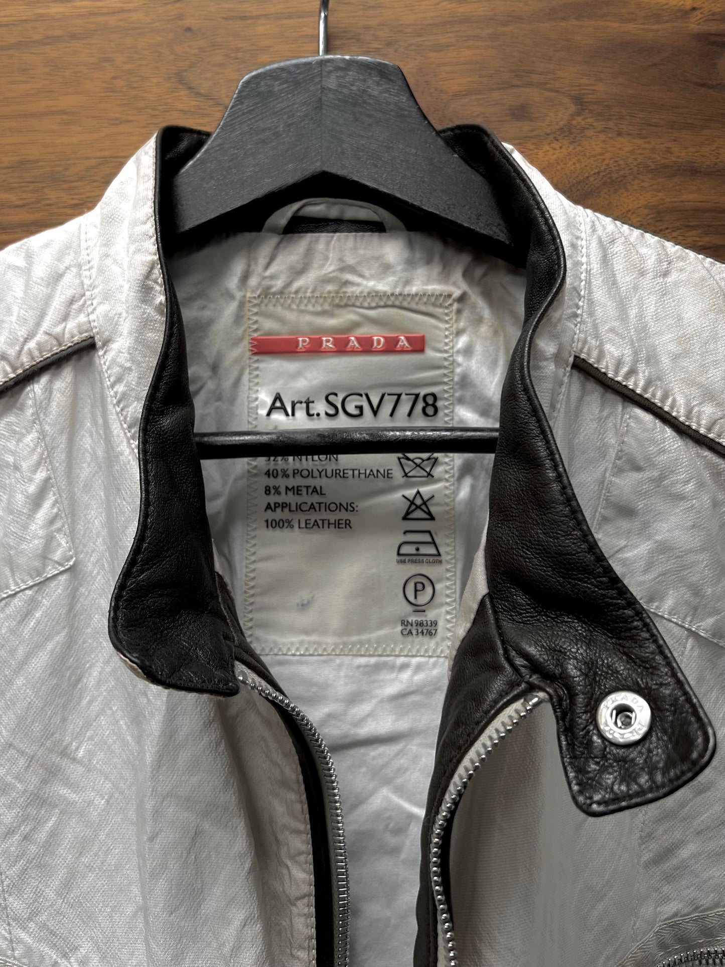 2000s Prada Sport Cafe Racer Moto Jacket with Leather Trim