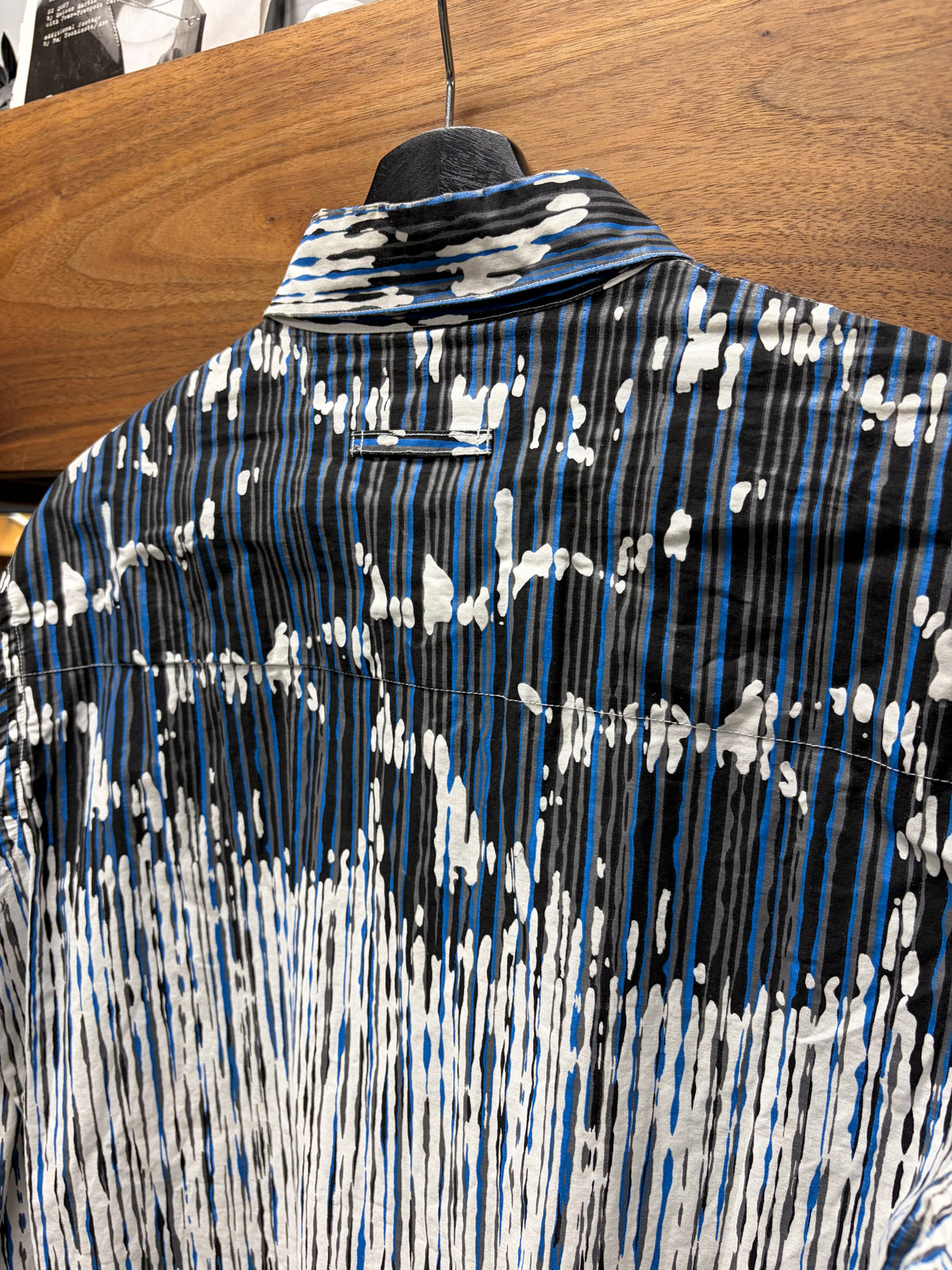 Vintage Jean Paul Gaultier Homme ‘Objet’ Paint Splatter Blue/White Button Up Shirt