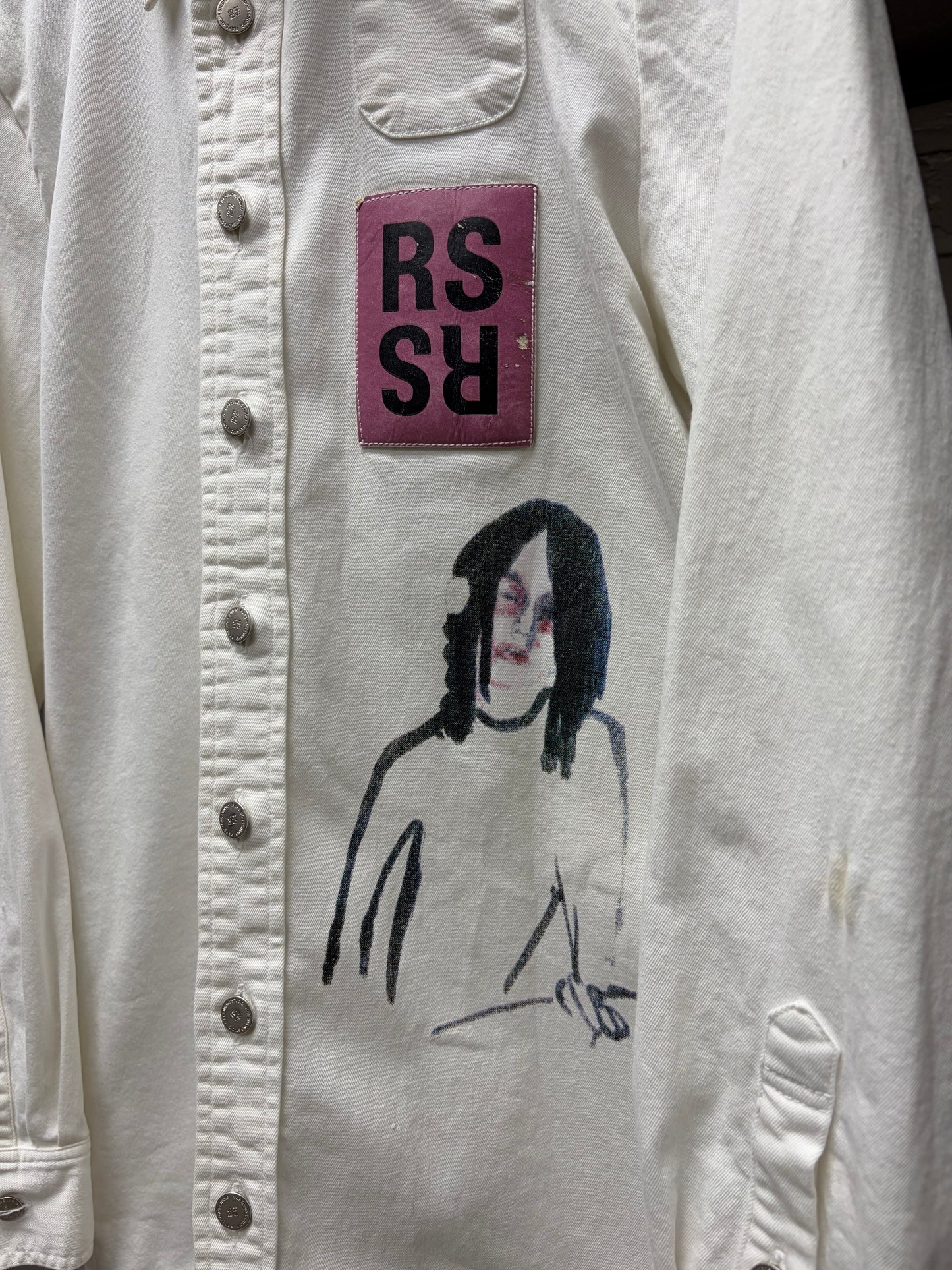AW2015 Raf Simons x Brian Calvin ‘Guitar Boy’ White Denim Button Up Shirt