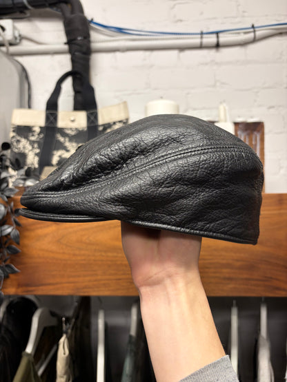 Vintage 90s Chrome Hearts ‘Paperboy’ Black Cross Patch Leather Cap