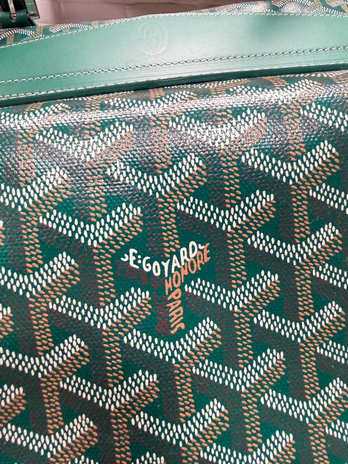 Goyard ‘Boeing 55’ Green Canvas Monogram Weekender Duffle Bag