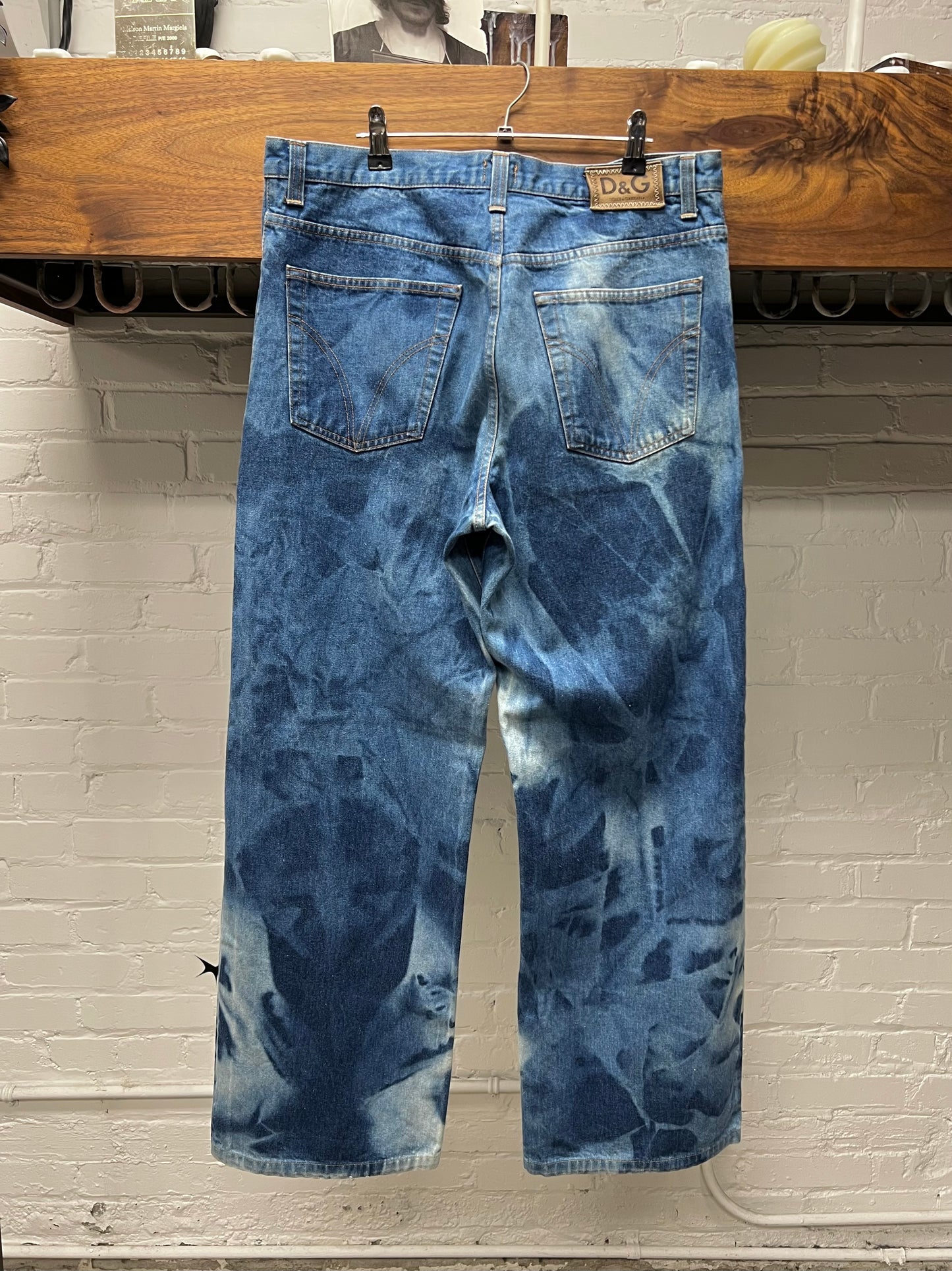 Dolce & Gabbana Bleach Dyed Blue Wide Leg Denim
