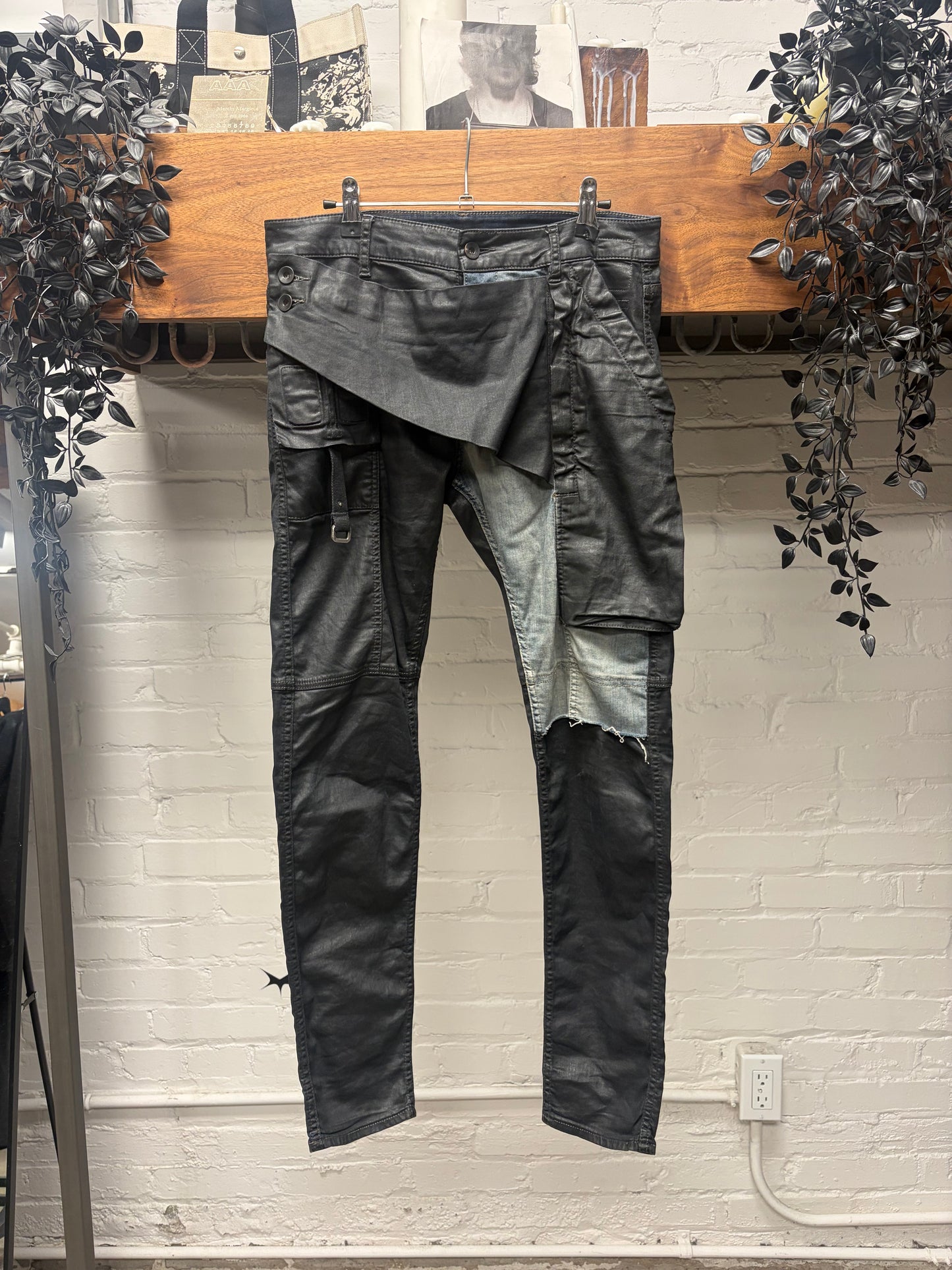 Rick Owens ‘Memphis’ Hybrid Waxed Black Denim
