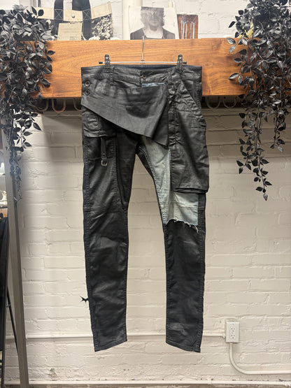 Rick Owens ‘Memphis’ Hybrid Waxed Black Denim