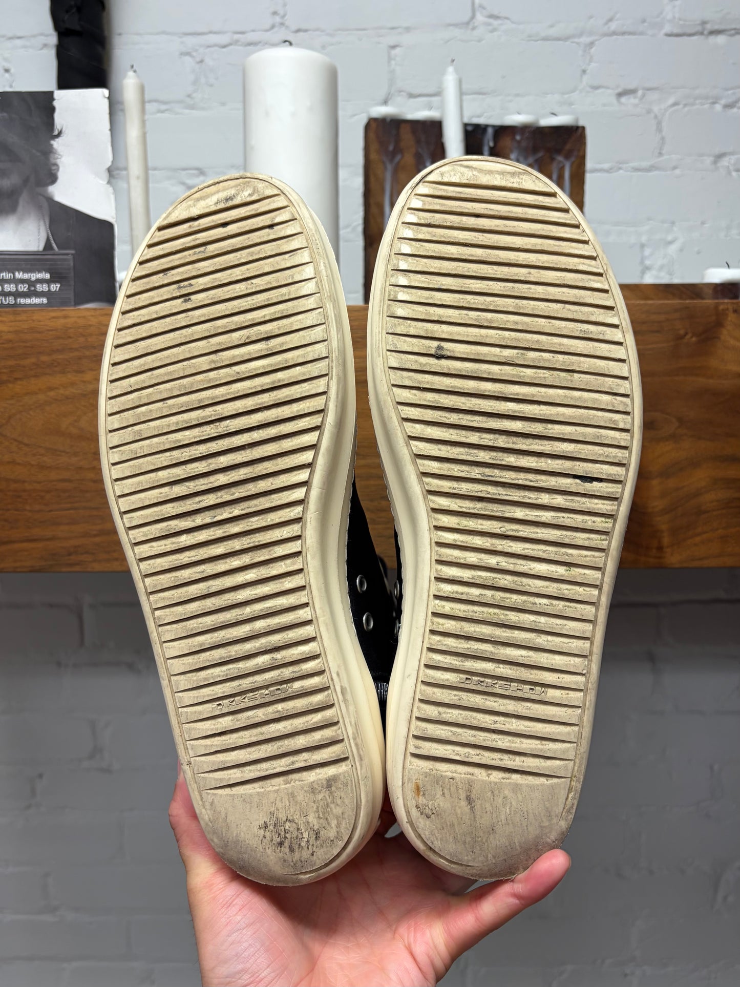 Rick Owens DRKSHDW Black Cotton/Nylon ‘Ramones’ High Top Sneakers