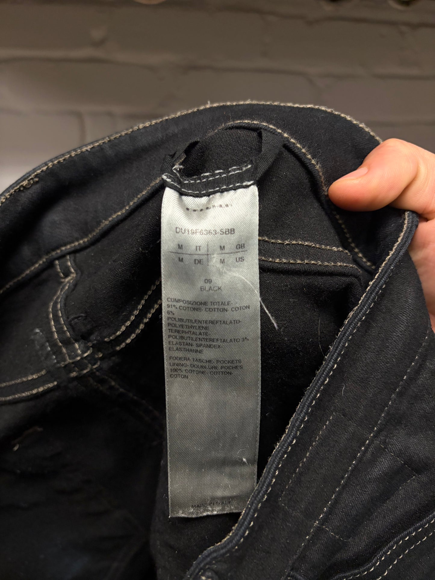 Rick Owens ‘Nagakin’ Waxed Black Biker Detail Skinny Jeans