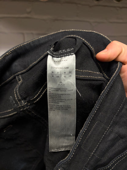 Rick Owens ‘Nagakin’ Waxed Black Biker Detail Skinny Jeans