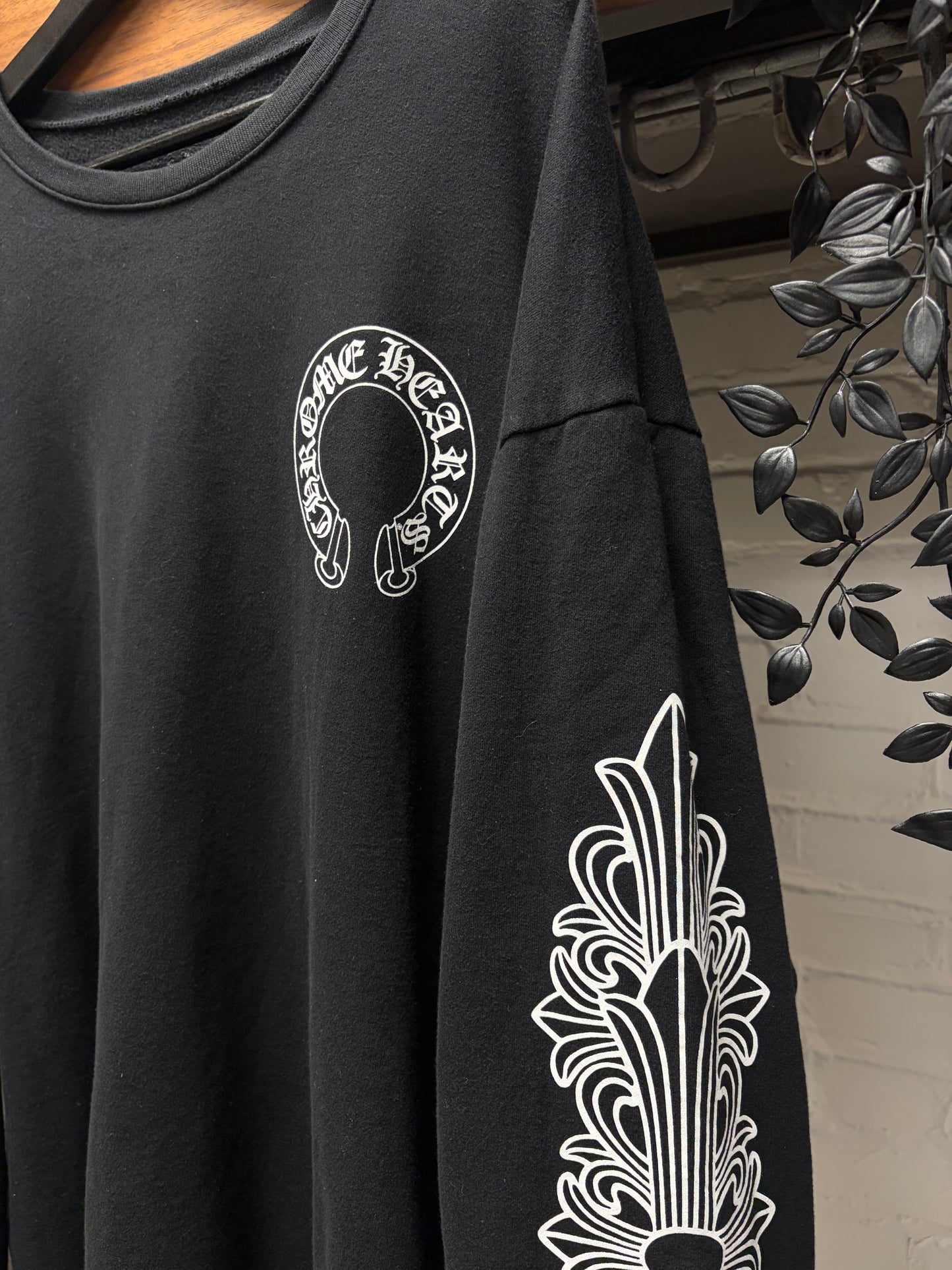 Chrome Hearts Floral Horseshoe Logo Black Sweatshirt
