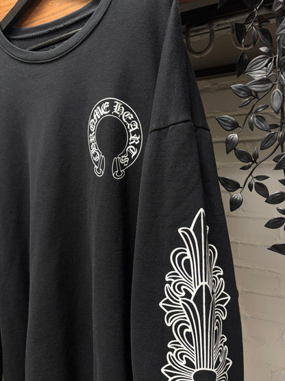Chrome Hearts Floral Horseshoe Logo Black Sweatshirt