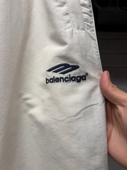 2023 Balenciaga ‘3B Sports Logo’ White/Blue Wide Leg Track Pants