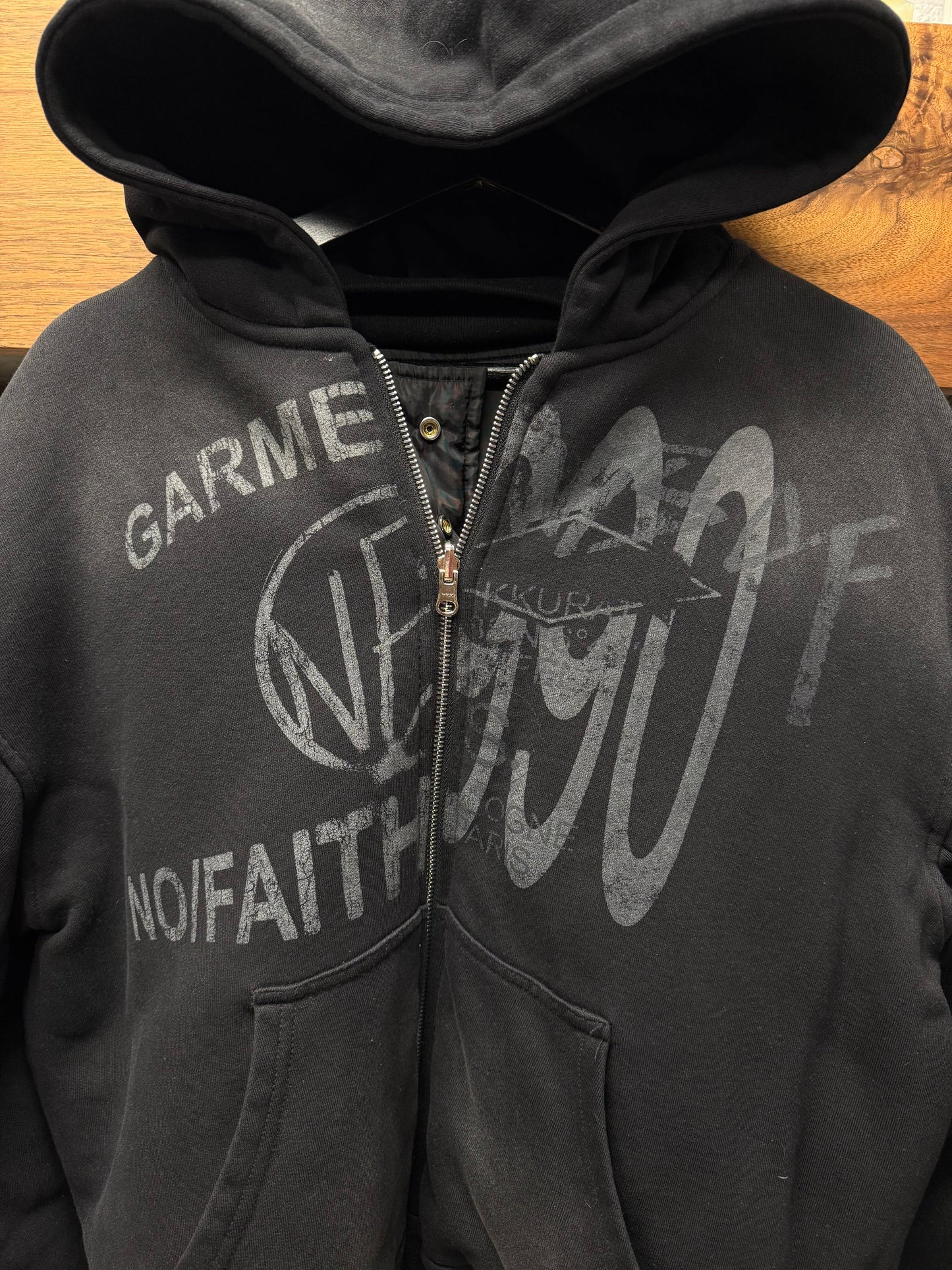 No Faith Studios Reversible Faded Black Bomber Jacket