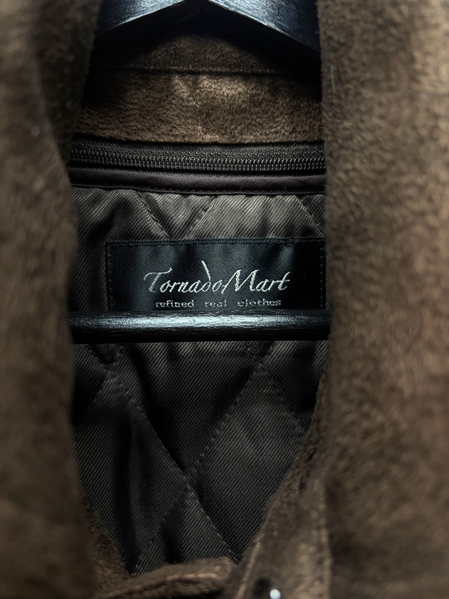 Tornado Mart Brown ‘Belted’ Suede Mid Length Collared Jacket