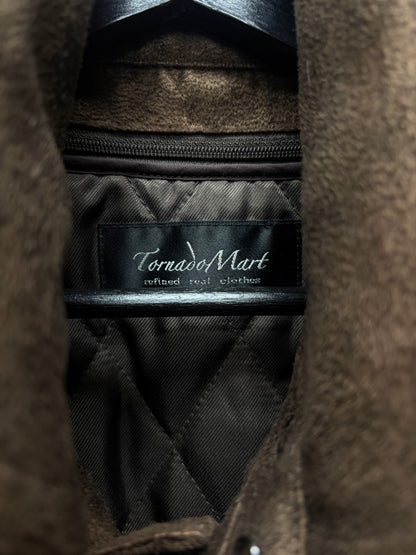 Tornado Mart Brown ‘Belted’ Suede Mid Length Collared Jacket