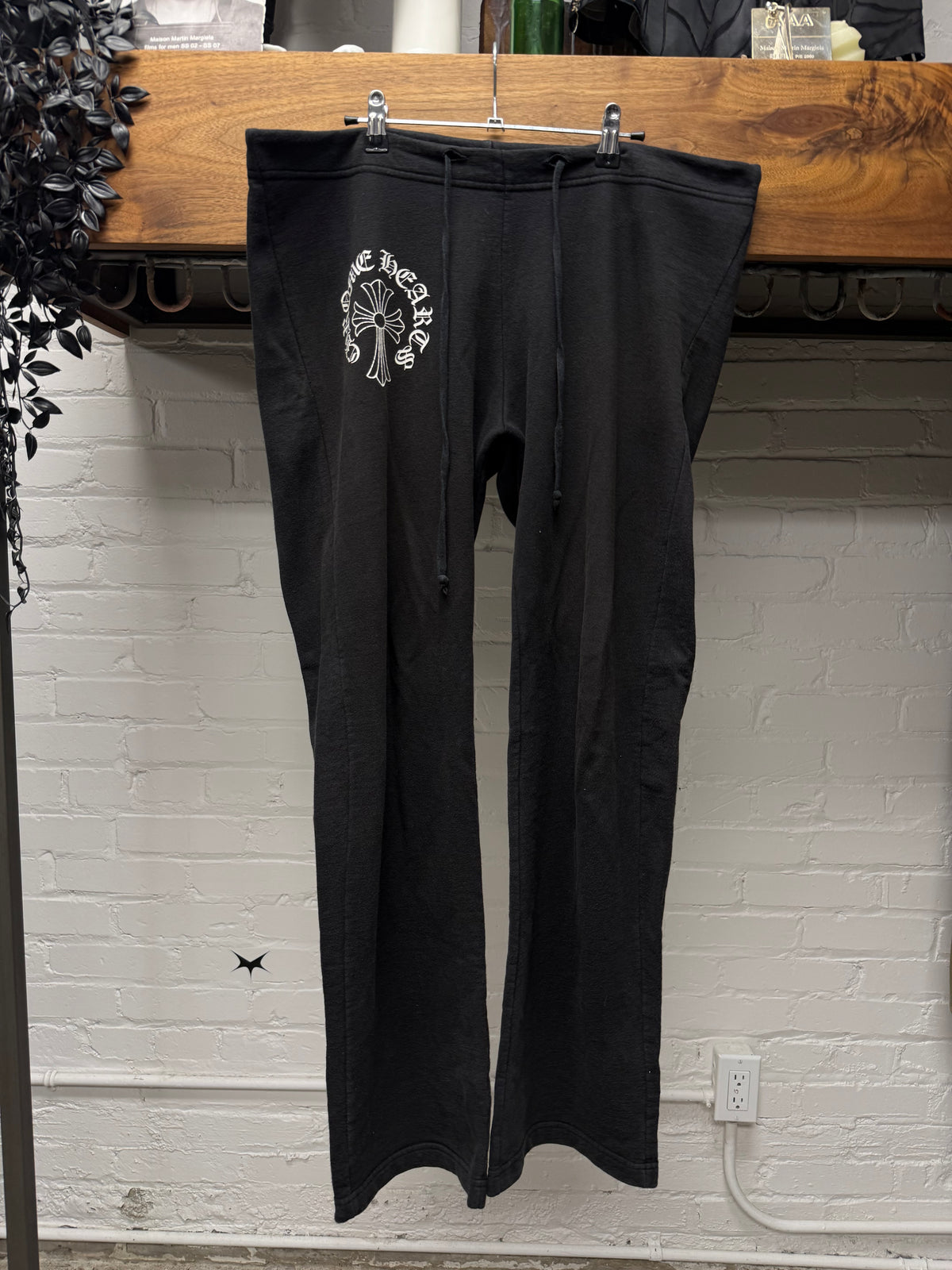 Vintage Chrome Hearts Black ‘T-Bar’ Horseshoe Logo Drawstring Sweatpants