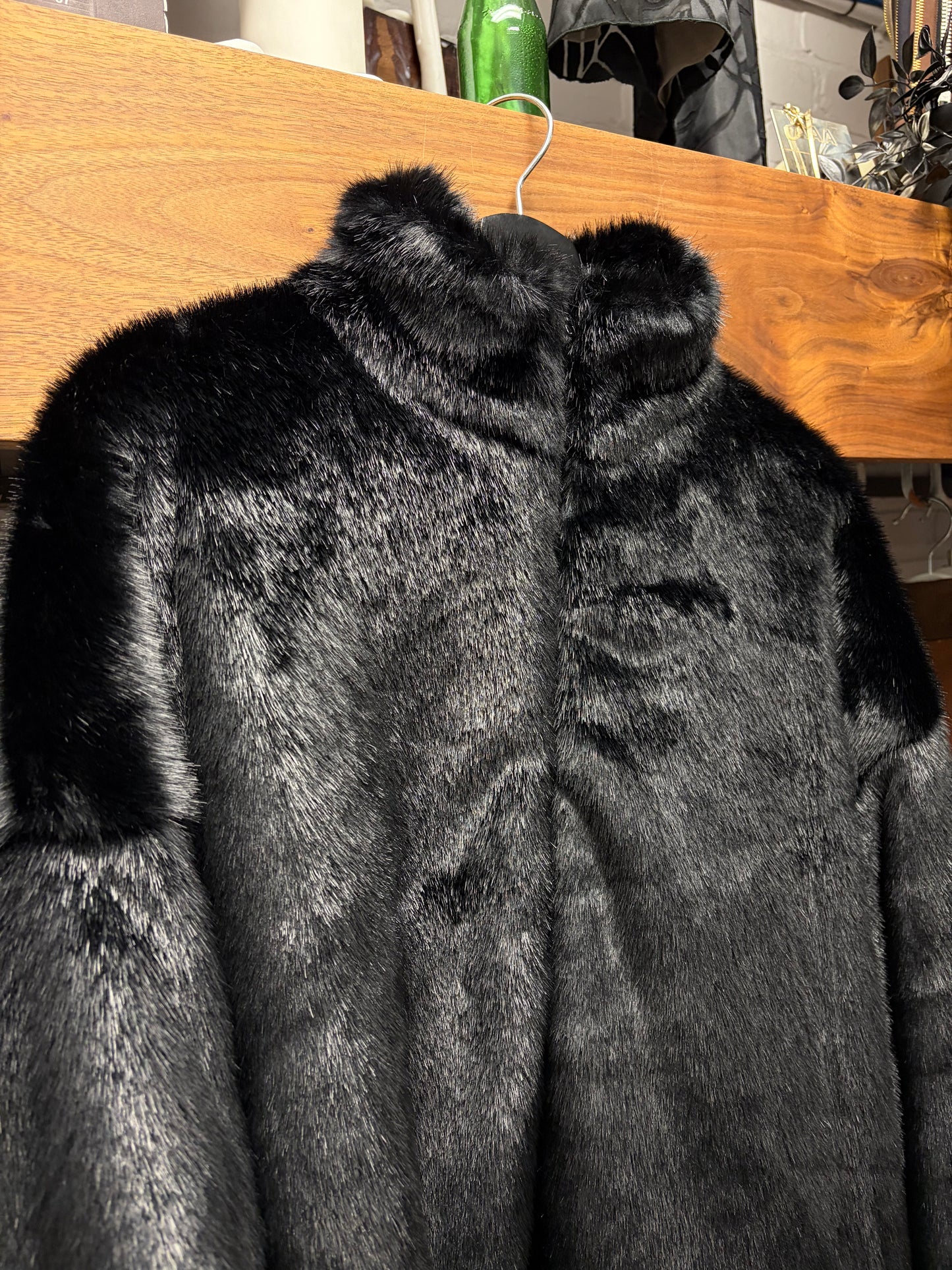 2023 Balenciaga ‘Skiwear’ Black Faux Fur Zip-Up Jacket