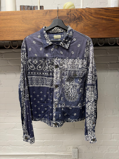 Kapital Blue Paisley Bandanna Patch Buckle-Back Trucker Jacket
