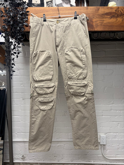 SS2000 Helmut Lang 3D Cargo Pocket Tan Brown Utilitarian Pants