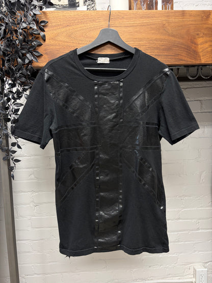 AW1997 Helmut Lang ‘Union Jack’ Black Vinyl Print T-Shirt