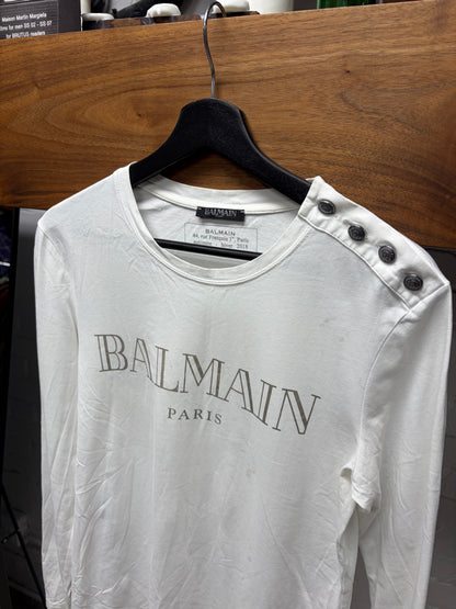 Balmain ‘Studded Shoulder’ White Long Sleeve Shirt
